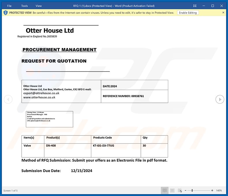 MS Word document distributed via TotalEnergies email scam (2024-11-26)