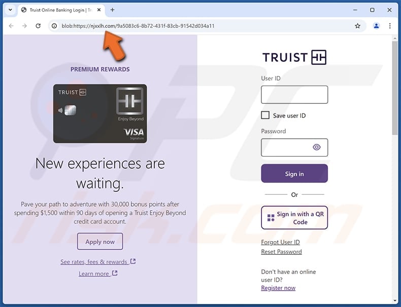 Truist - Disputed Transactions Posted To Your Account scam fake website