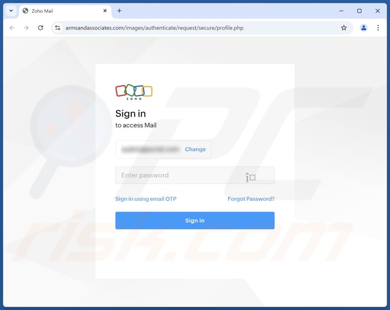 Two-Factor Authentication (2FA) scam email promoted phishing site