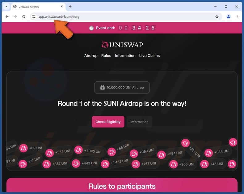 Uniswap ($UNI) Airdrop scam