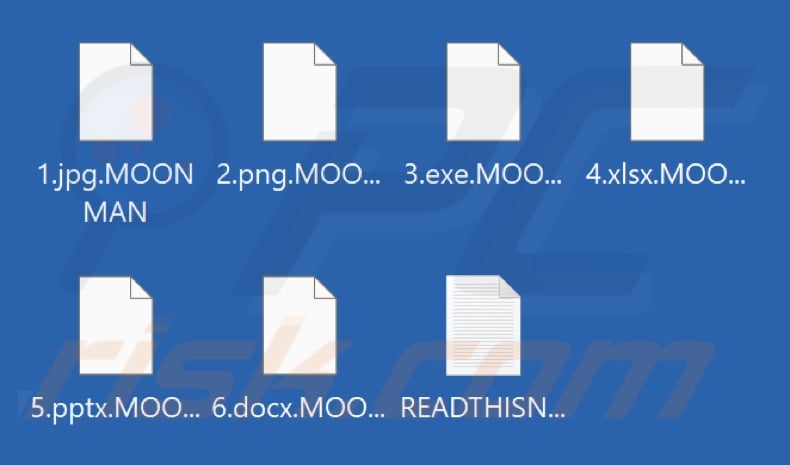 Files encrypted by UwU ransomware (.MOONMAN extension)