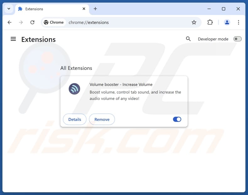 Removing Volume booster - Increase Volume ads from Google Chrome step 2