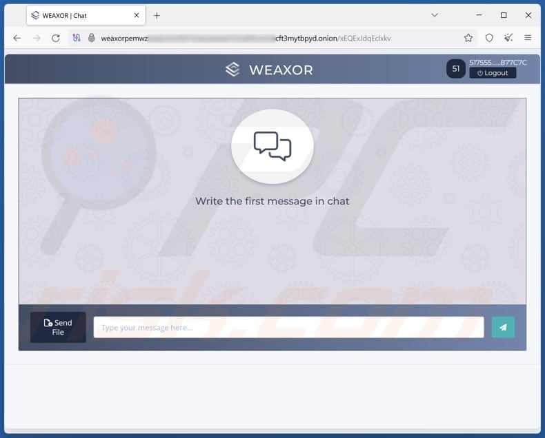 Weaxor ransomware chat website