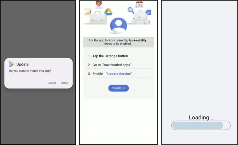 AppLite Banker malware layouts shown after installation