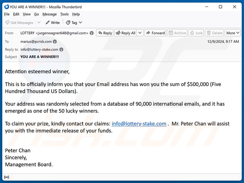 Your Email Address Has Won scam (2024-12-12)