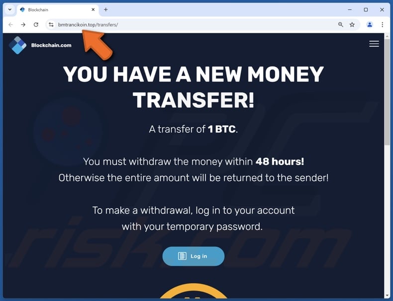 Blockchain.com Money Transfer scam