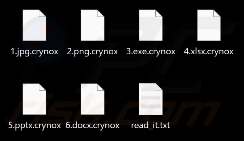 Files encrypted by Crynox ransomware (.crynox extension)