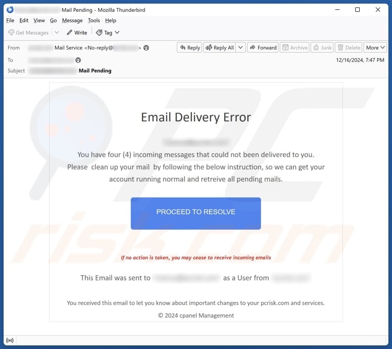 Email Delivery Error email spam campaign