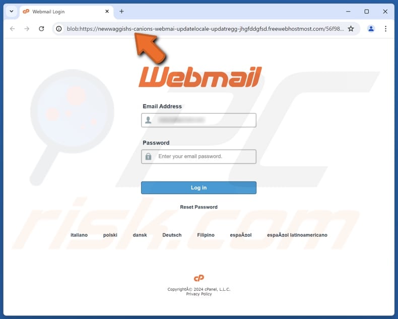 Email Delivery Error Scam phishing website