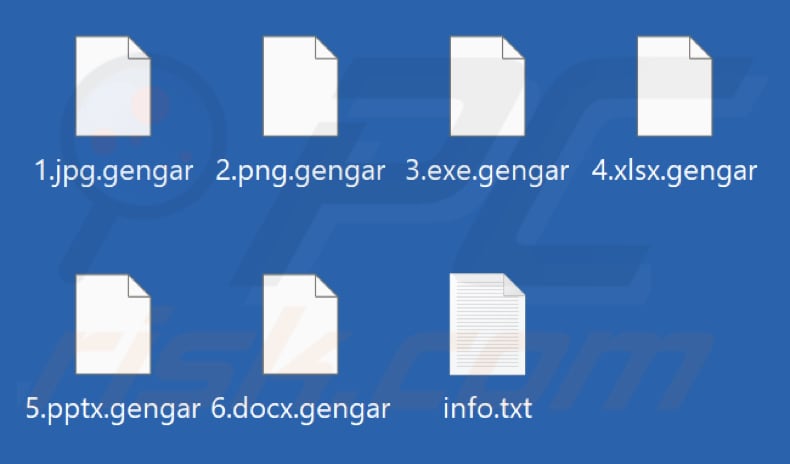 Files encrypted by Gengar ransomware (.gengar extension)