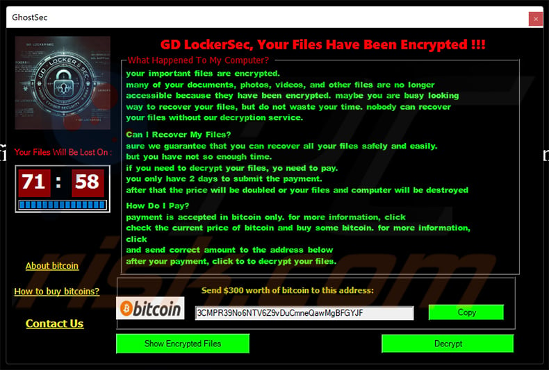 GhostLocker ransomware pop-up window