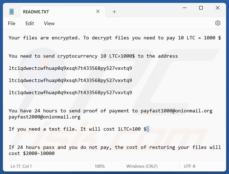 GURAM ransomware ransom note (README.txt)