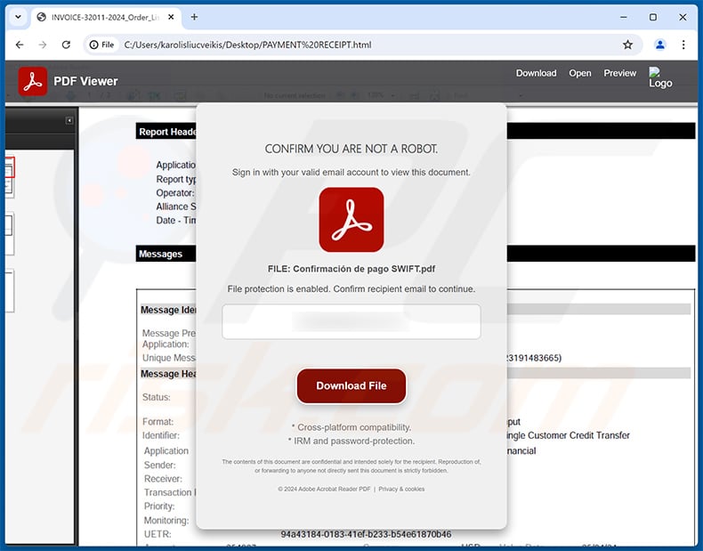 Phishing HTML file distributed via HSBC E-Payment Advice scam email (2024-12-12)