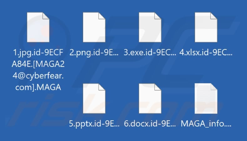 Files encrypted by MAGA ransomware (.MAGA extension)