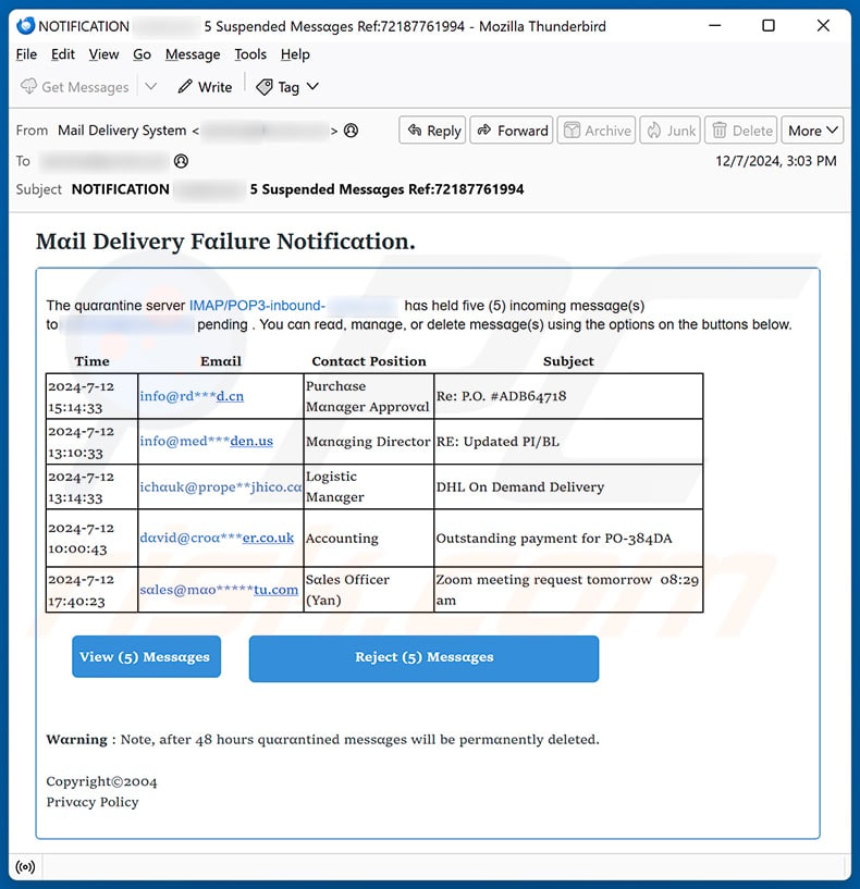 Mail Delivery Failure email scam (2024-12-12)