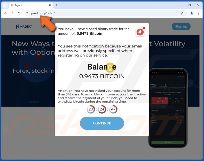 Nadex - Bitcoin Balance scam