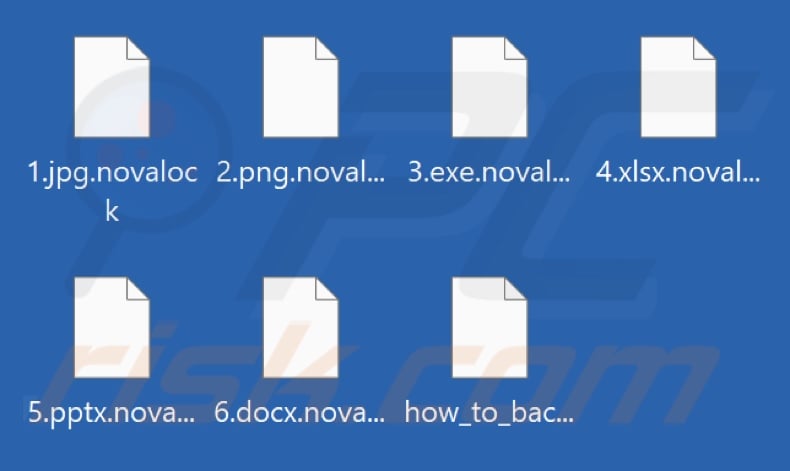 Files encrypted by Novalock ransomware (.novalock extension)