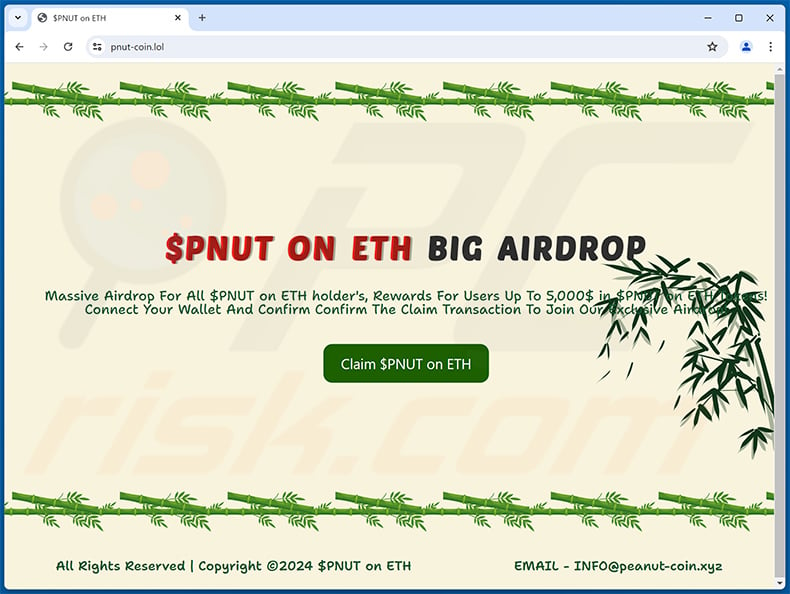 PEANUT-themed drainer website (pnut-coin[.]lol)