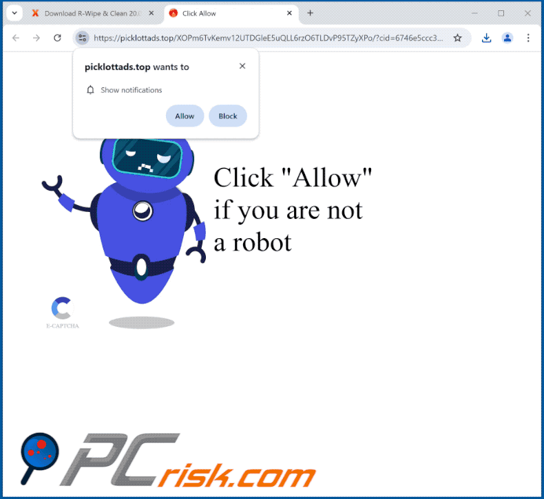 picklottads[.]top website appearance (GIF)