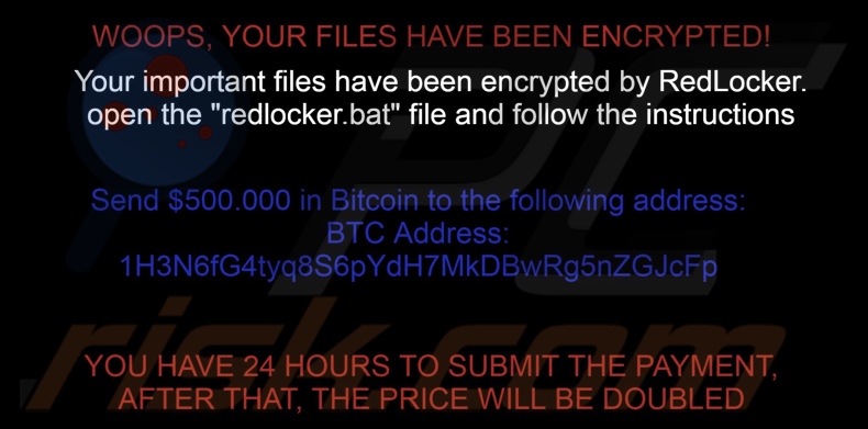 RedLocker ransomware wallpaper