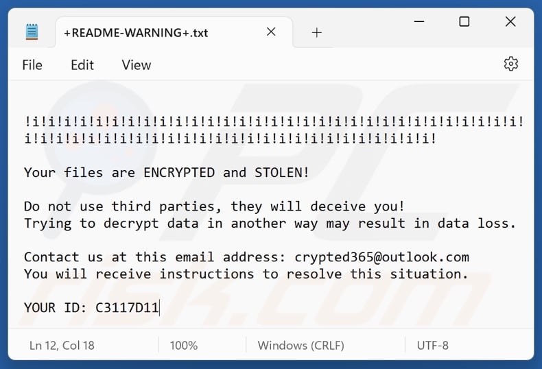 Revive ransomware ransom note (+README-WARNING+.txt)