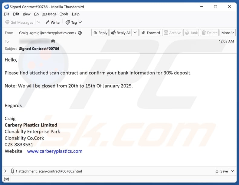 Scan Contract email spam campaign
