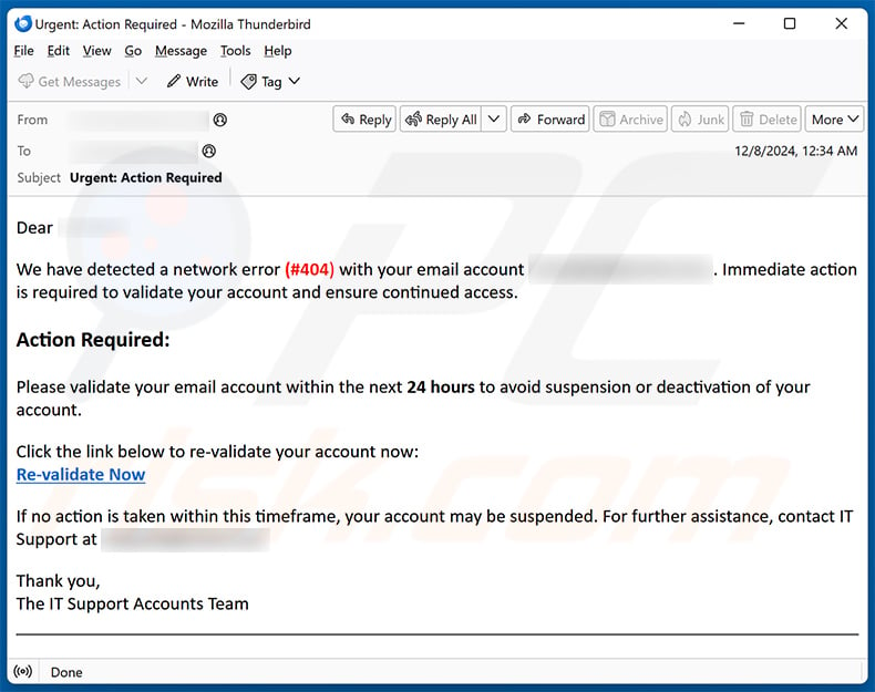 Server Detected Network Error #404 email scam (2024-12-12)