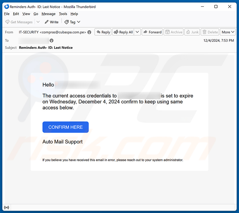 Sign In Credentials Is Set To Expire email scam (2024-12-04)
