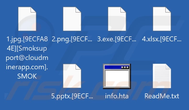 Files encrypted by SMOK ransomware (.SMOK extension)