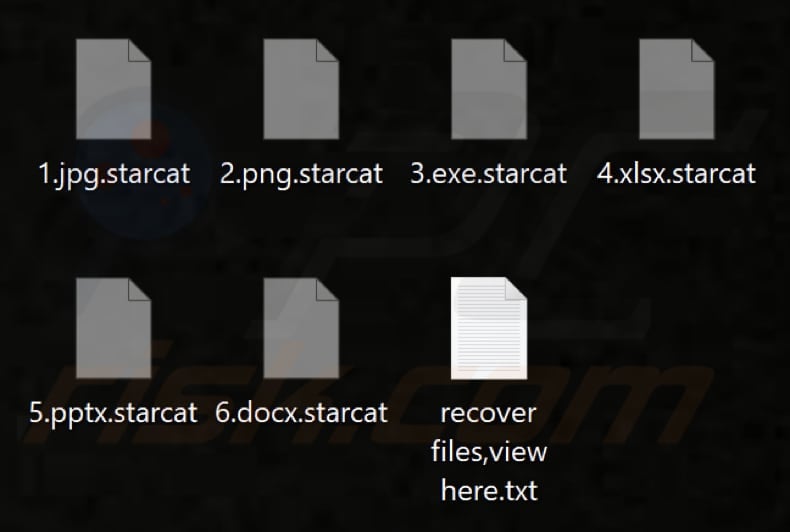 Files encrypted by Starcat ransomware (.starcat extension)