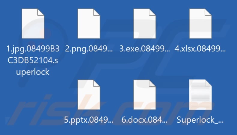 Files encrypted by SUPERLOCK ransomware (.victim's_ID.superlock extension)