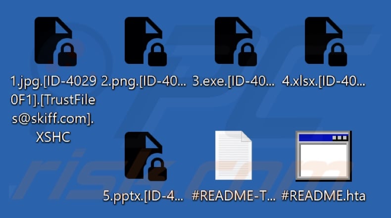 Files encrypted by TRUST FILES ransomware (.XSHC extension)