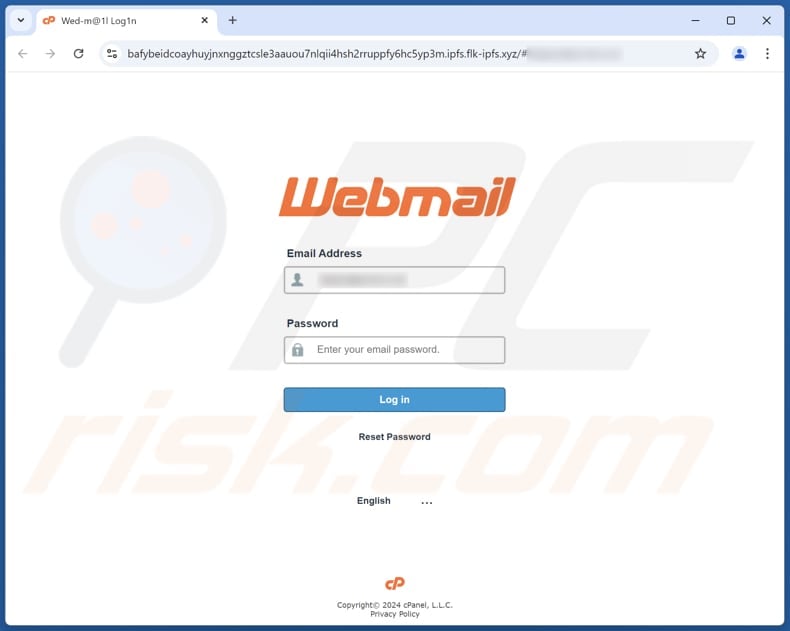 Webmail - Fraudulent Activity Alert Notice Email Scam phishing page