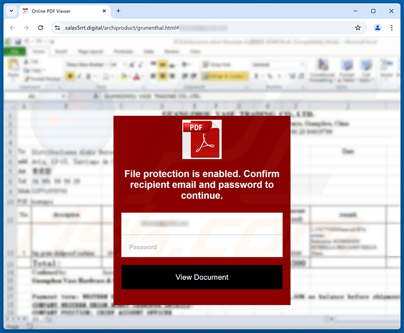 Phishing site promoted via A Spreadsheet Has Been Shared email scam (2025-01-16)