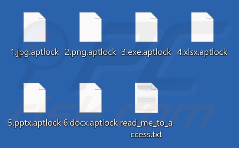 Files encrypted by Aptlock ransomware (.aptlock extension)