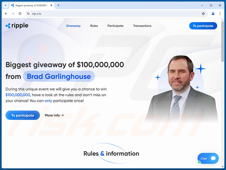 Brad Garlinghouse Crypto Giveaway scam website (2025-01-21)