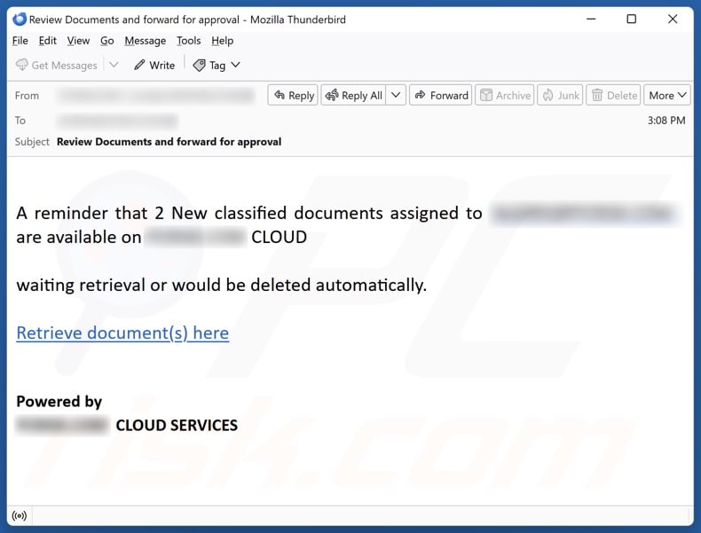 Classified Documents email spam campaign