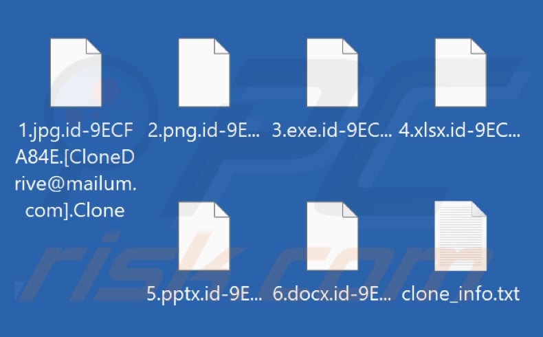 Files encrypted by Clone ransomware (.Clone extension)