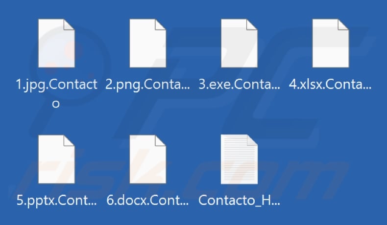 Files encrypted by Contacto ransomware (.Contacto extension)