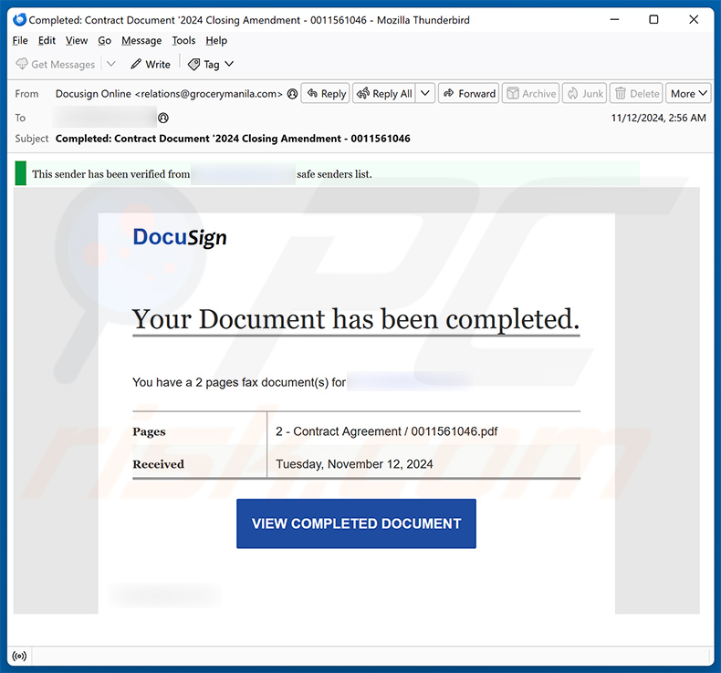 DocuSign - Compelted Document email scam (2025-01-20)