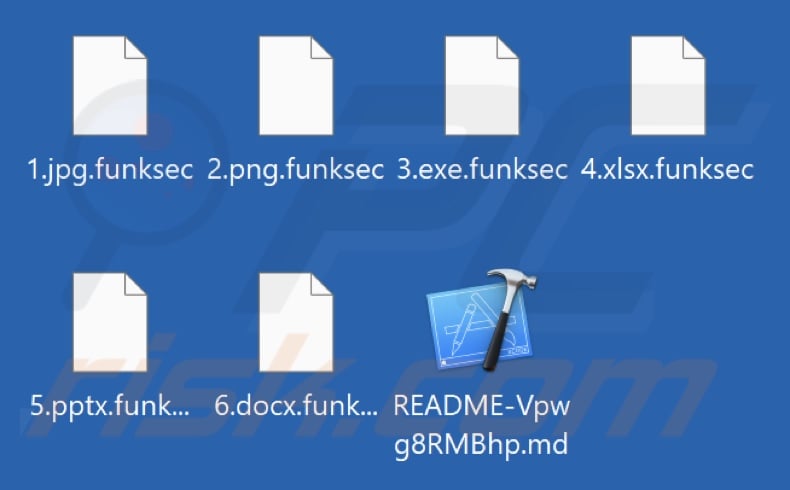 Files encrypted by FunkLocker (FunkSec) ransomware (.funksec extension)