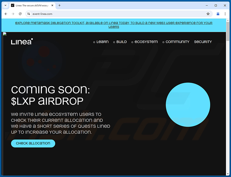 Linea airdrop-themed drainer website (event-linea[.]com)