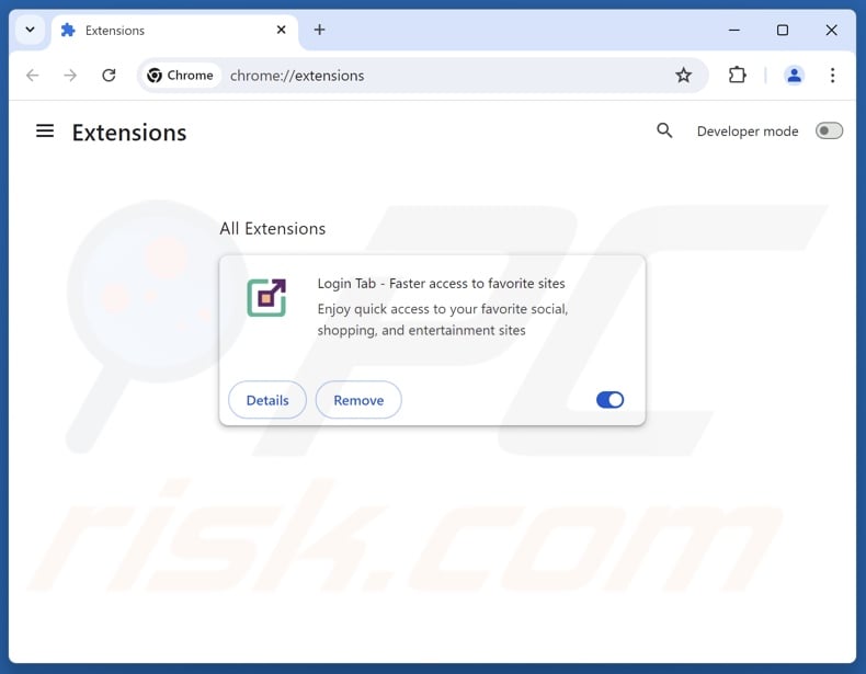 Removing login-tab.com related Google Chrome extensions