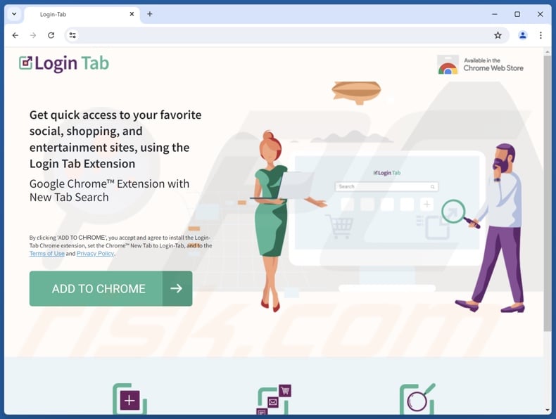Website used to promote Login Tab - Faster access to favorite sites browser hijacker