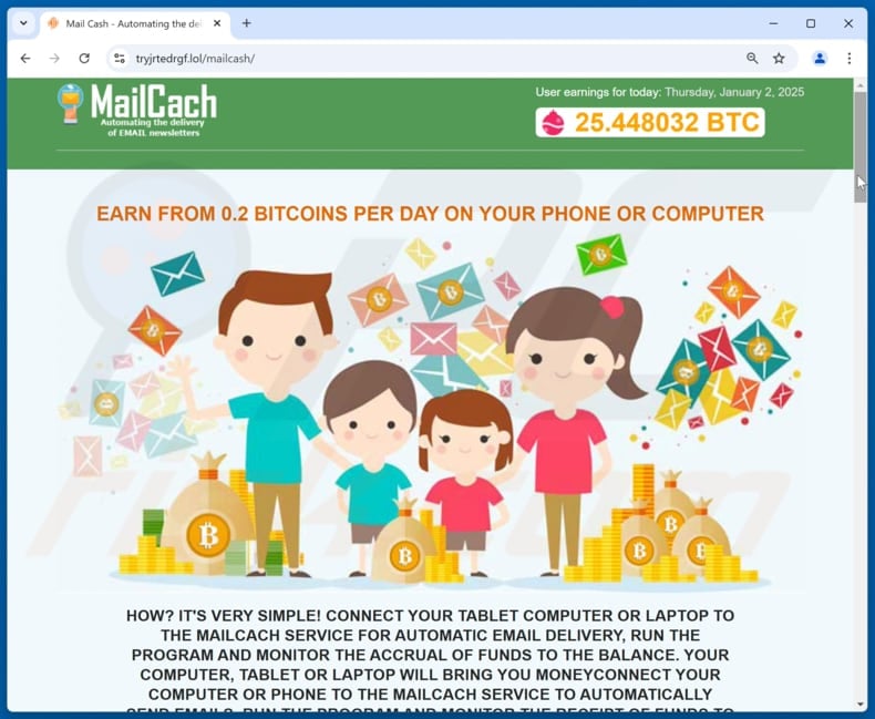 MailCach Bitcoin Earning scam