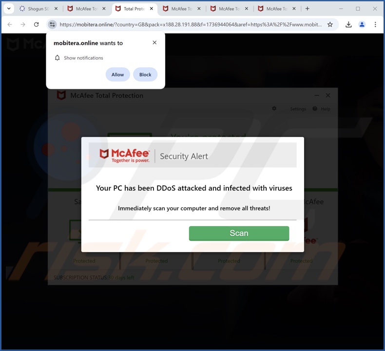 mobitera[.]online pop-up redirects