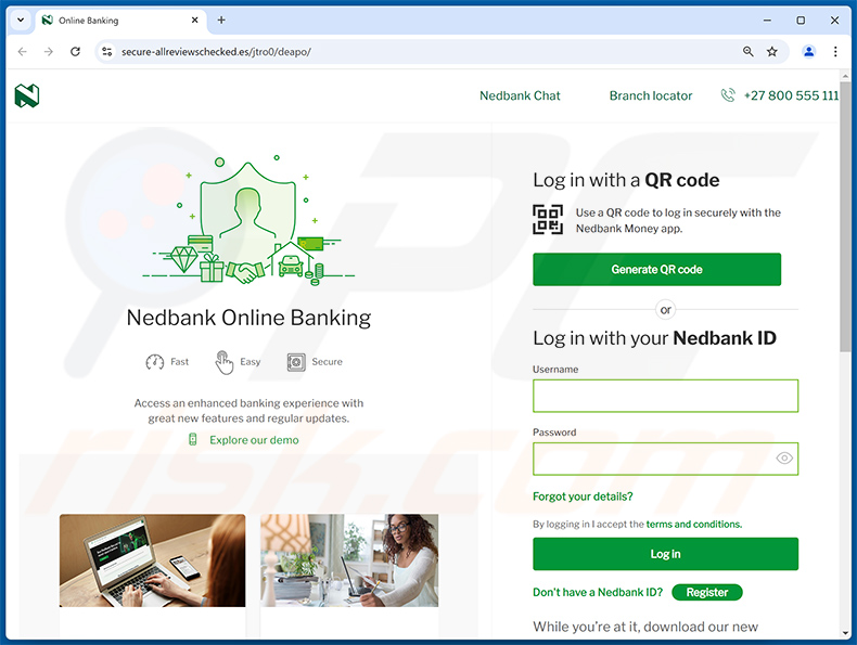 Fake Nedbank website - secure-allreviewschecked[.]es -promoted via spam email (2025-01-02)