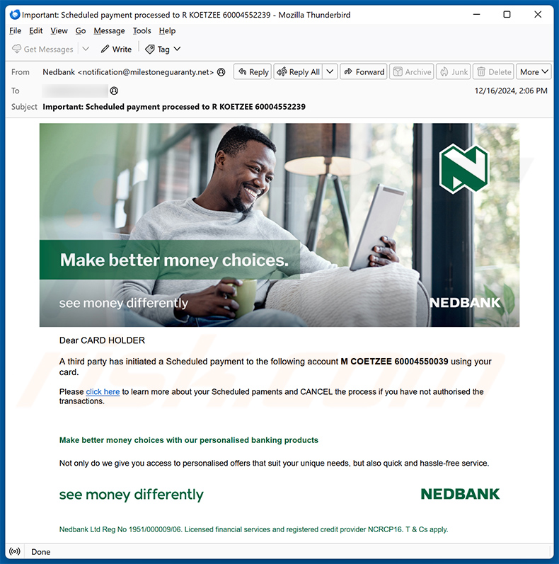 Nedbank Email Scam - Removal and recovery steps (updated)