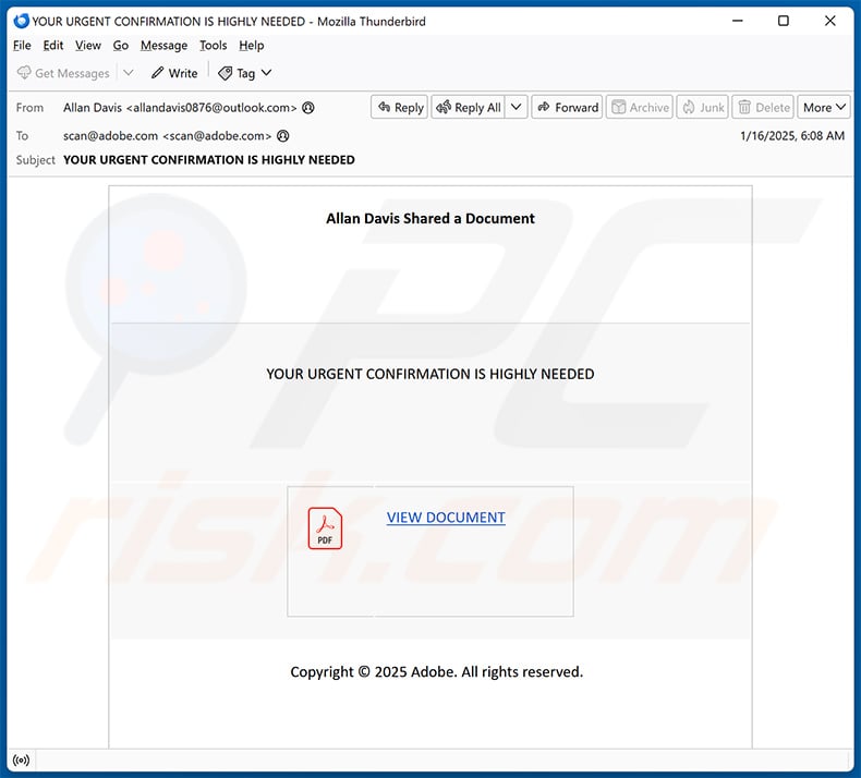 PDF document received email scam (2025-01-17)