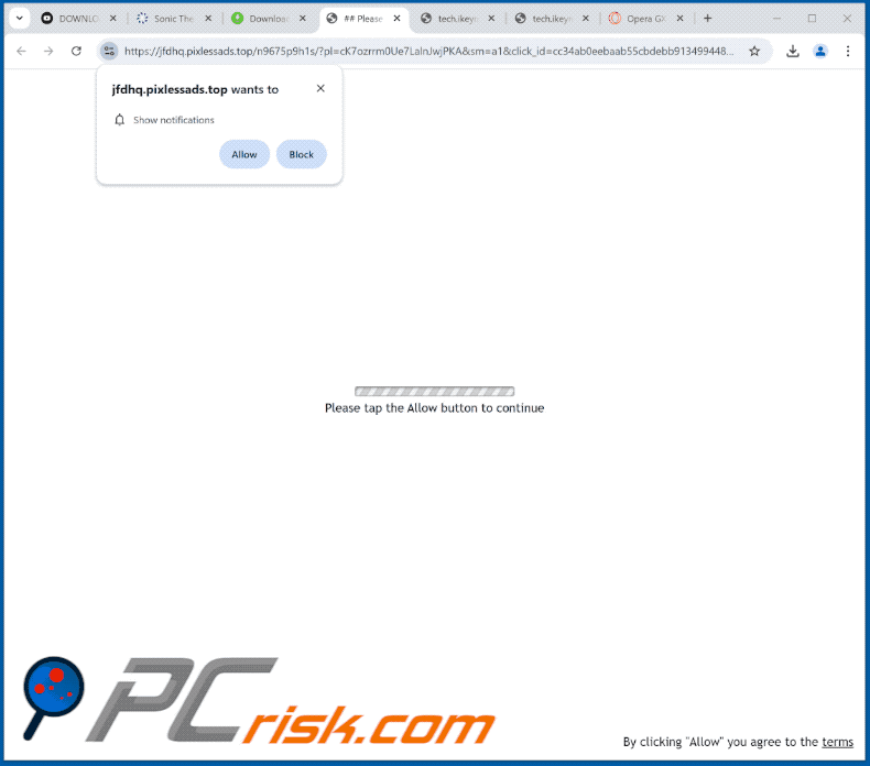 pixlessads[.]top website appearance (GIF)